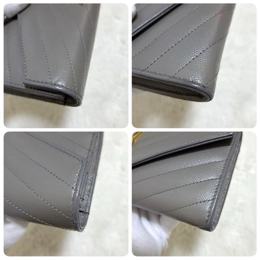 Saint Laurent Gray Leather Wallet with Gold Emblem - Picture 8 of 13